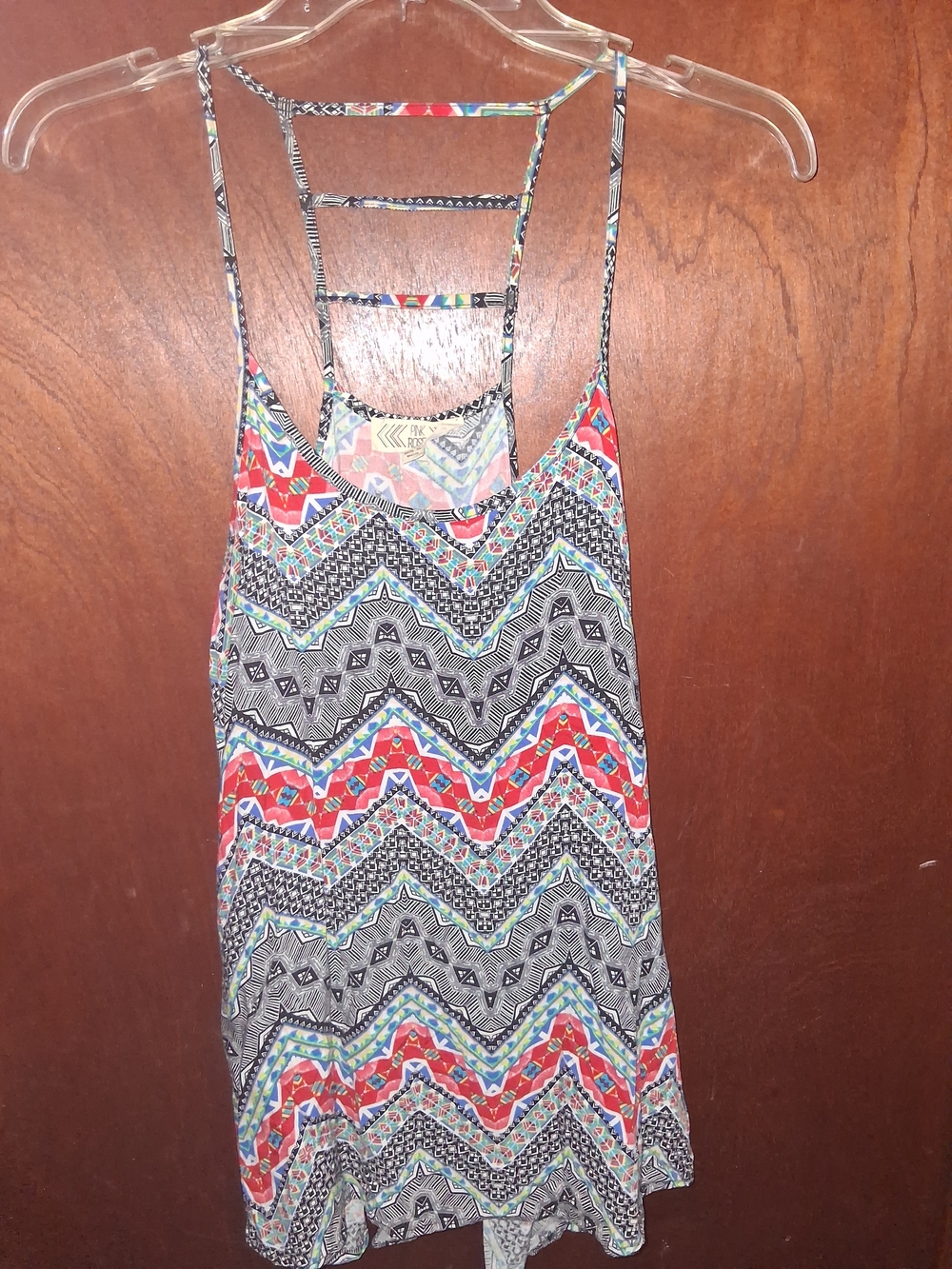 Pink Rose Multicolor Strappy Camisole with Chevron Tribal Print